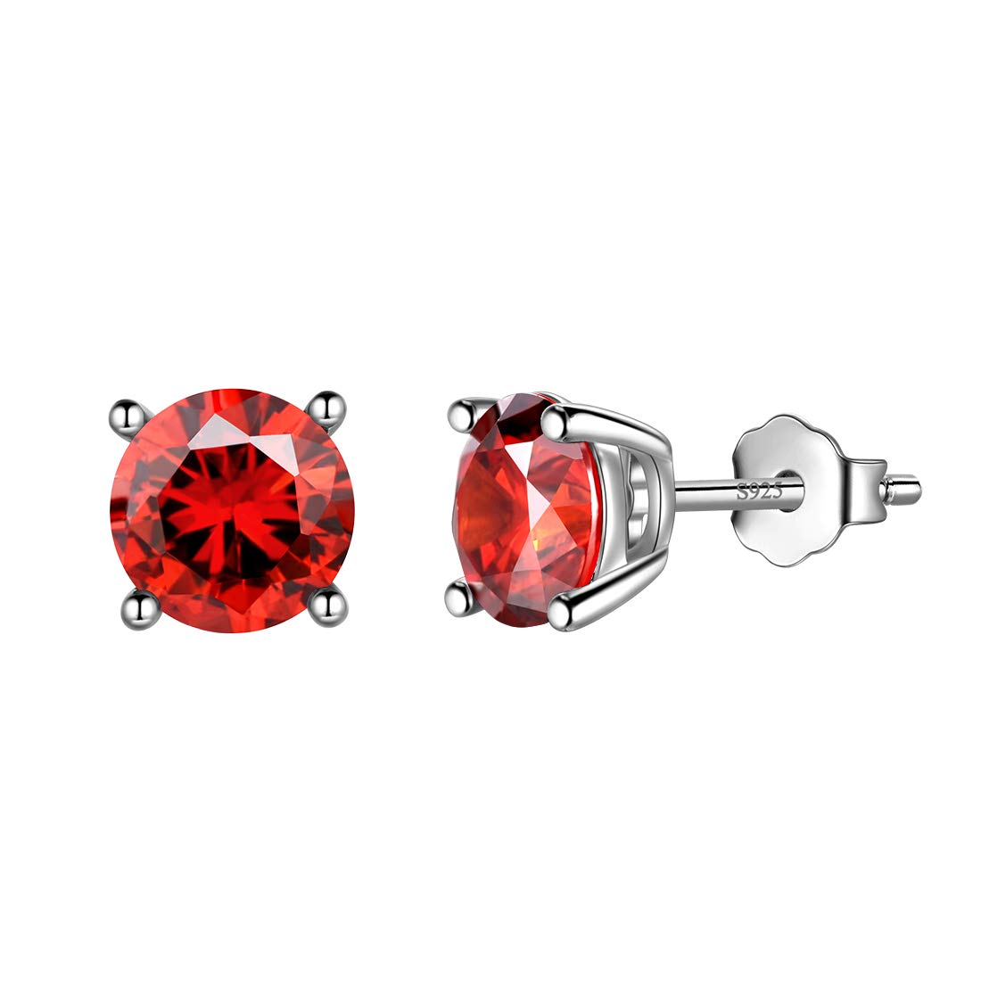 Aurora Tears January Birthstone Stud Earrings 925 Sterling Sliver Red Garnet Birthstone Earring Birth Stone Jewelry Gifts for Women and Men DE0214J