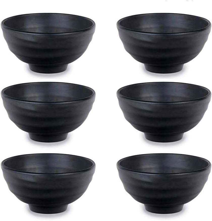  | Hinomaru Collection Matte Black Melamine Small Bowl 4.5" Dia x 2.75" H Multi Purpose Dessert Ochawan Rice Bowl 6 Pieces Pack Restaurant Supply: Rice Bowls