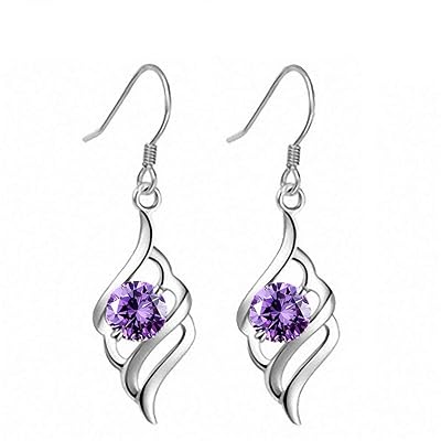 Premium Quality Women&amp;#39;s Earrings Angel Shape Earrings Crystals Dangle Drop Earrings Ear Studs Jewellery Gifts for Girl Decoration-Purple
