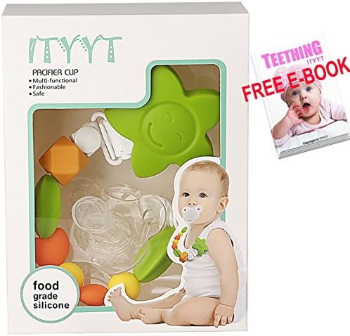 ITYYT 2 in 1 Silicone Pacifier Clips with Pacifier &amp; Free E-book, BPA Free &amp; FDA Approved Pacifier Holder for Girls and Boys