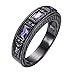 JunXin 6MM Unisex-adult European Wedding Band Ring Black Gold Plated Purple Stone Sz5-12(9)
