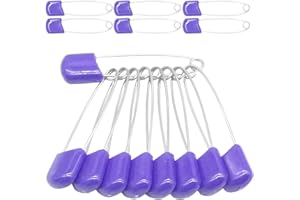 YOSAWA 50Pcs 2.2" Plastic Head Safety Pin Nappy Cloth Diaper Safety Pins with Safe Locking Closures (Purple)
