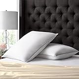 Beckham Hotel Collection Luxury White Down Feather Pillow (2-Pack) - Premium 100% Cotton Shell - King