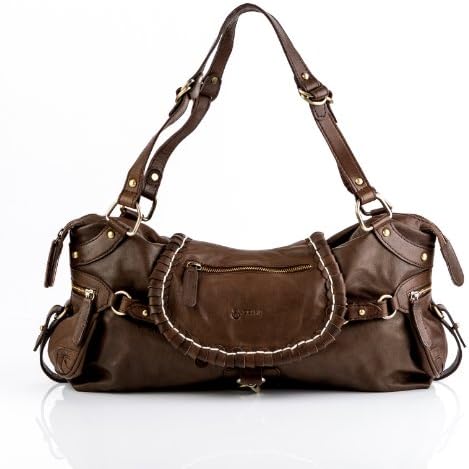 BACCINI® tote bag & shoulder bag - woman handbag GISELE casual gaucho-boho-style | purse women´s bag brown real leather
