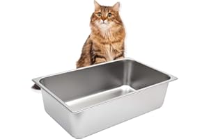 Kichwit Stainless Steel Cat Litter Box, Metal Litter Pan for Cat, Non Stick Smooth Surface, 21.1" L x 13.1" W x 6" H