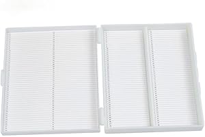Microscope Slide Box with Latch Lock, Holds up to 100 Slides, White