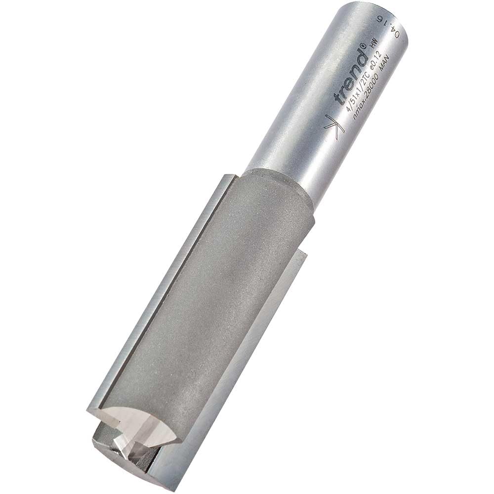 Trend Professional Two Flute Router Cutter, 1/2 Inch Shank, 19.1mm Cut Diameter & 50mm Cut Length, Tungsten Carbide Tipped, 4/51X1/2TC