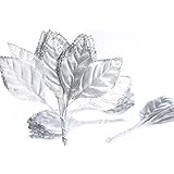 Factory Direct Craft Package of 100 Silver Glitter Trimmed Rose Leaves for Embellishing Corsages, Arrangements, and Crafts