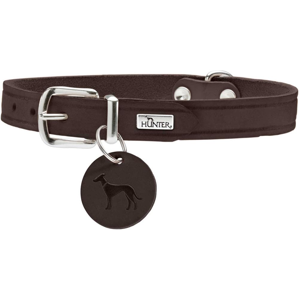 HUNTER Collar Aalborg, 52 Soft genuine cow leather, dark brown