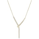 PROSTORY Moissanite Y-Pendant Necklace for Women, 0.58CTTW D Color Moissanite VVS1 Clarity 925 Silver Y Necklace for Mom Wife Birthday Jewelry Gifts