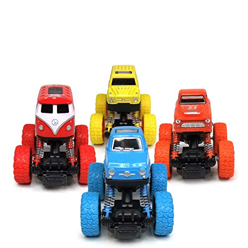 image for WisToyz Monster Trucks for Boys Pull Back Cars (4 Pack), Toys Cars Toy