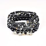 LOVFASHION Multilayer Bohemian Beaded Bracelet Crystal Pendant Charm Stretch Beach Bangle Bracelet Set Jewelry