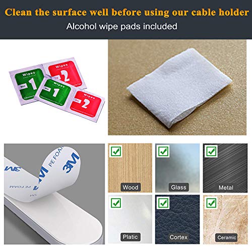 3-Pack Cable Holder Clips, Desktop Cable Organizer Cord Wire Management for USB Charging Cable/Power Cord/Mouse Cable PC Office Home