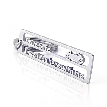 Drive Safe Key Chain Hallow Out Letter Car Stainless Steel Pendant Gifts