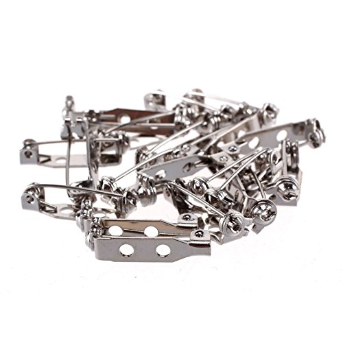 50pcs Safety Rolling Catch Brooch BAR PINS Badge Fasteners Double Lock Back Clasp Crafts (20mm)