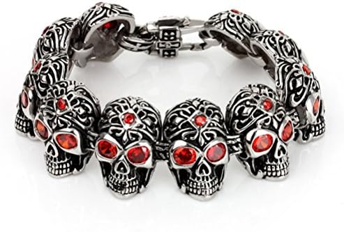 UGE Distinctive Fashion Domineering Modelling Titanium Steel Men' s Bracelet (Skull Heads With Charms)