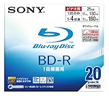 SONY ブルーレイディスク 録画用 BD-R 追記型 1層 4倍速 25GB 20枚パック ホワイトワイドプリントエリア採用 20BNR1VBPS4