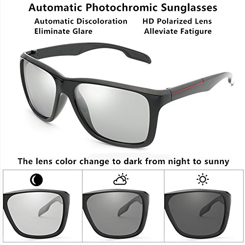 Photochromic Sunglasses Men Women HD Polarized Sports Cycling Glasses By Long Keeper (Grey) - Thumbnail 2