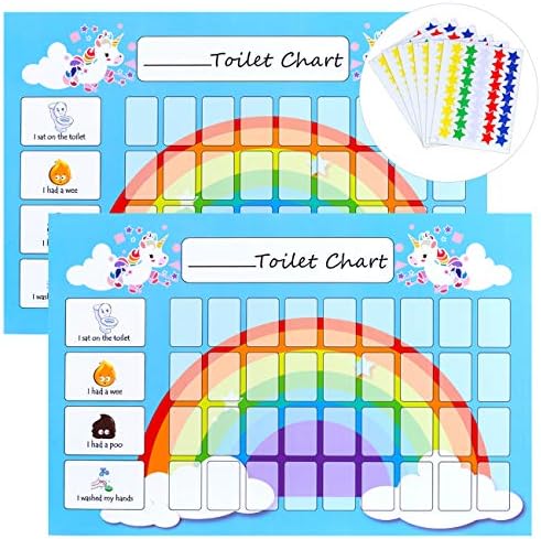 gwhole 2 pack of unicorn potty training toilet training reward chart with 270 star stickers for toddlers boys girls potties seats indress