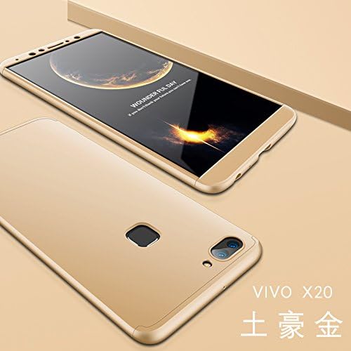 JMGoodstore case Compatible Vivo X20,360 Full Body Coverage Degree Protection 3 in 1 Combination Anti-Scratch PC Ultra-thin Skin cover+Screen Protector (Gold)