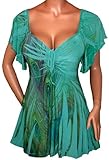 FUNFASH PLUS SIZE JADE GREEN PEACOCK EMPIRE WAIST WOMENS PLUS SIZE TOP SHIRT NEW