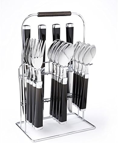NEW Black 16-piece Flatware Set Dinner Eat Food Dishwasher Safe Gift Silverware