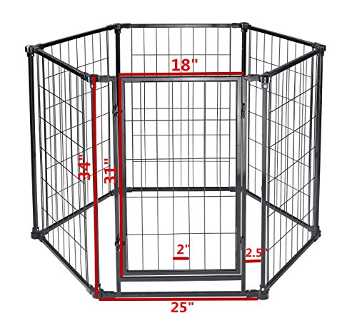 6 Panels Homey Pet 3 in 1 Playard/Wall-mount Gate/Barrier-Light-for Baby and Pet, Indoor and Outdoor, Medium, L25" x H34" x 6 Panels, Additional Panel available