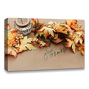 Canvas Wall Art Thanksgiving Day Theme Painting Artwork for Home Prints Framed - 12x18 inches