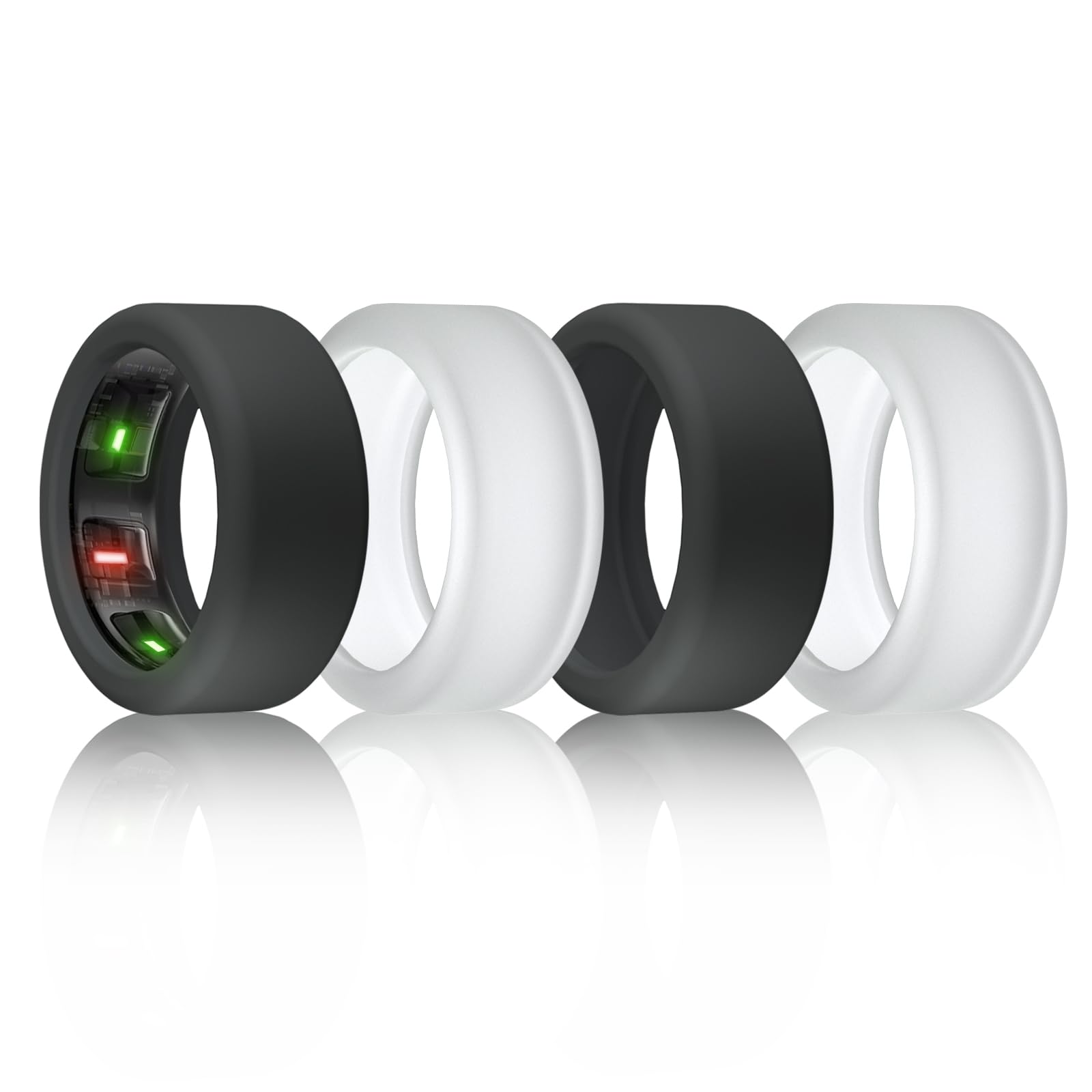 Photo 1 of BandSmith Silicone Ring Cover Compatible with Oura Ring Protector, Elastic Case for Oura Ring Gen 4/3 Working Out - Patent Protected (Black*2+Clear*2, M for 11/12/13)