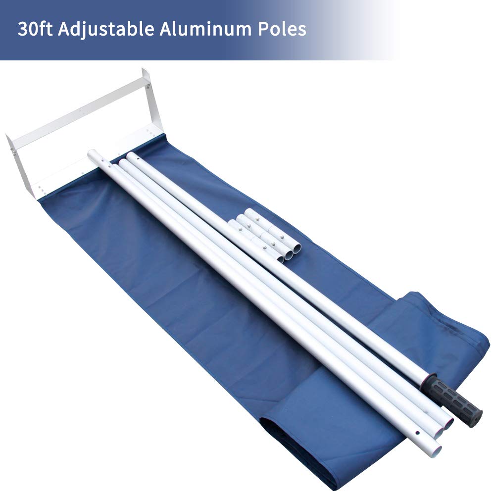 Signstek Snow Roof Rake 30ft – Snow Removal Tool with Wheels and Adjustable Extended Handle for Cedar Shake Roof, Metal, Tile Roof, Long or Low-Pitched Roofs