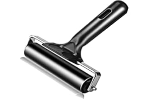 TOOYIMR 4 Inch Professional Rubber Roller with Comfort Grip Handle - Stainless Steel Core Printmaking Tool for Art Printing, Craft Creation, Gluing, Floor Installation & Marine Applications