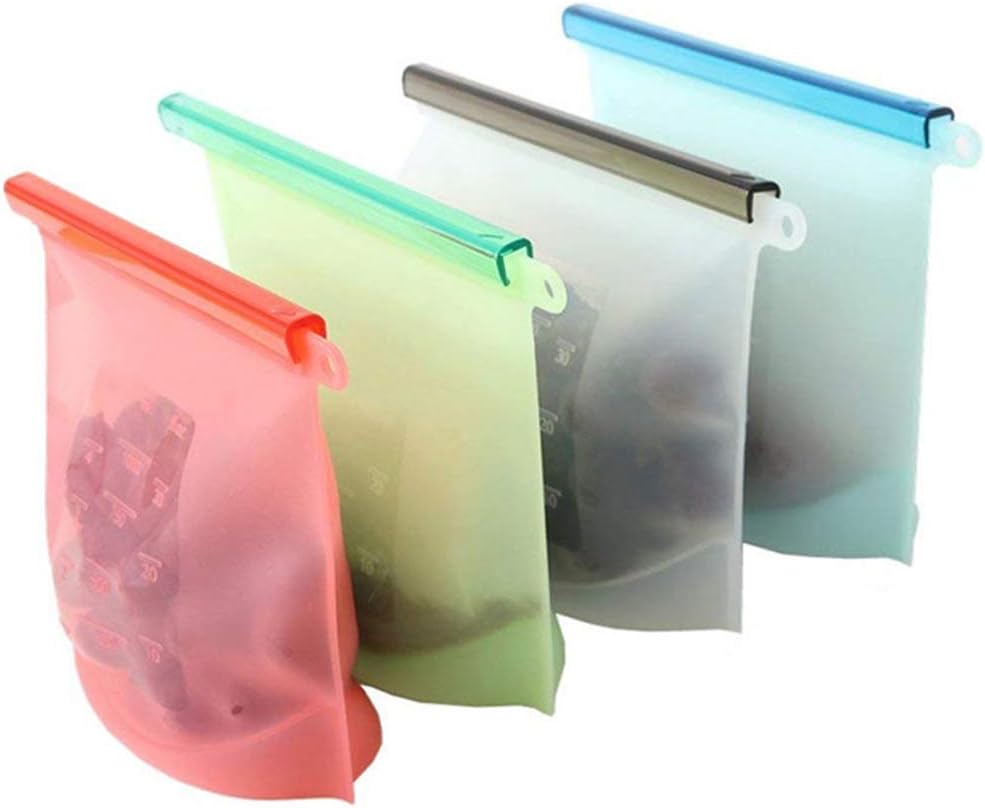 Teerfu Lot de 4 sachets de conservation réutilisables en silicone pour