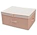iwill CREATE PRO Folding Lidded Clothing Storage Organizer Box with Removable Divider Board, Collapsible Storage Basket for Closet, Cute Color for Girls, Peachy