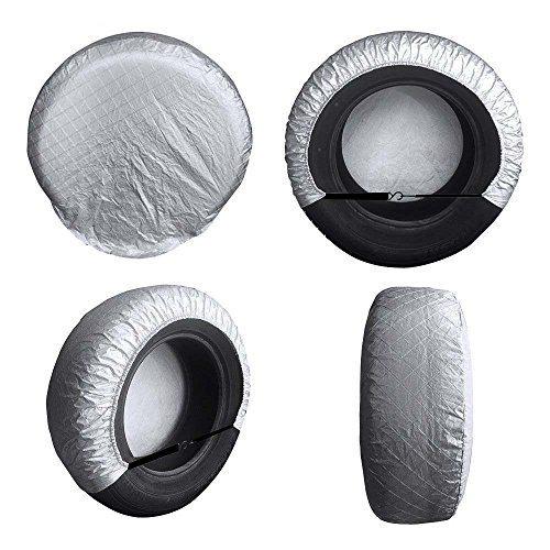 CarCare Tire Cover for RV Auto Truck Car Camper Trailer Waterproof Sun-proof fits 30"-32" Tire Diameters, Silver, 4 Pack - Thumbnail 4