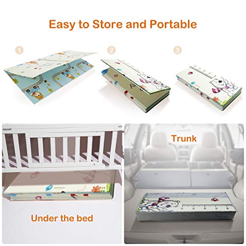 Baby Play Mat, Extra Large Baby Crawling Mat, Portable Waterproof Non Toxic Soft Foam, Anti-Slip Folding Puzzle Mat Playmat for Infants, Toddlers, Kids, Indoor or Outdoor Use, 77x70 inch