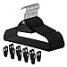 Closet Accessories, Velvet Hangers, Ultra Slim Space Saving, notches, tie bar, Swivel Hook,10 Pack, with 20 Matching Velvet Finger Clips (Black)