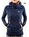 eshion Women's Casual Thick Reindeer Fawn Hooded Fleece Sweater Sweatshirt Jacket (Large, Blue)