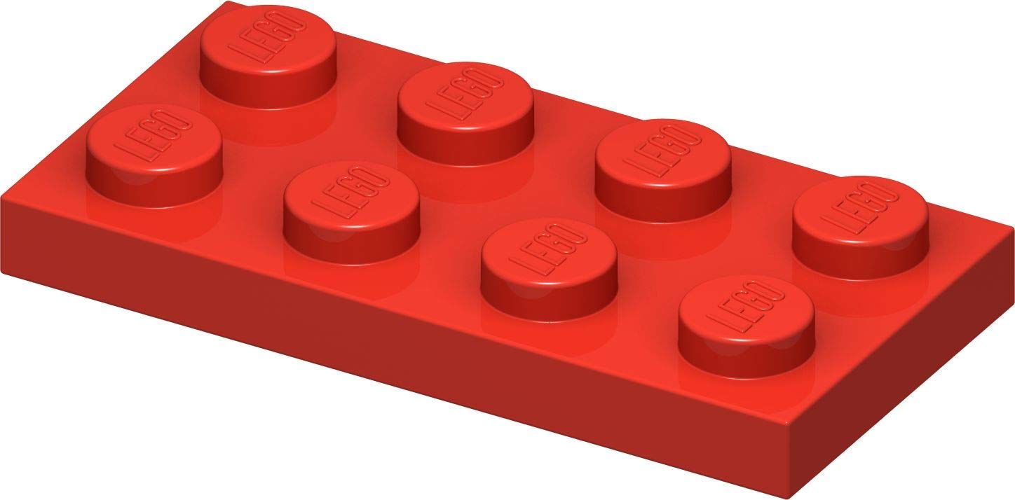 LEGO Classic 100 pieces 2x4 plate (3020) with stone separator (red).