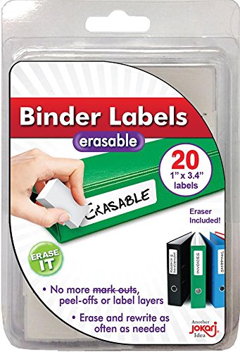 JOKARI Label Once Erasable Binder Labels Refill Pack, 20-Count