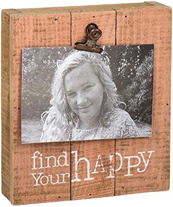 Honey In Me Find Your Happy Coral Pink 8 x 7 Pallet Wood Photo Clip Wall Sign Plaque