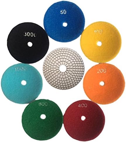 Easy Light 3" Diamond Wet Convex Polishing Pads Kit for Concave Sinks and Ogee Edges Granite Marble 7 Pcs Set
