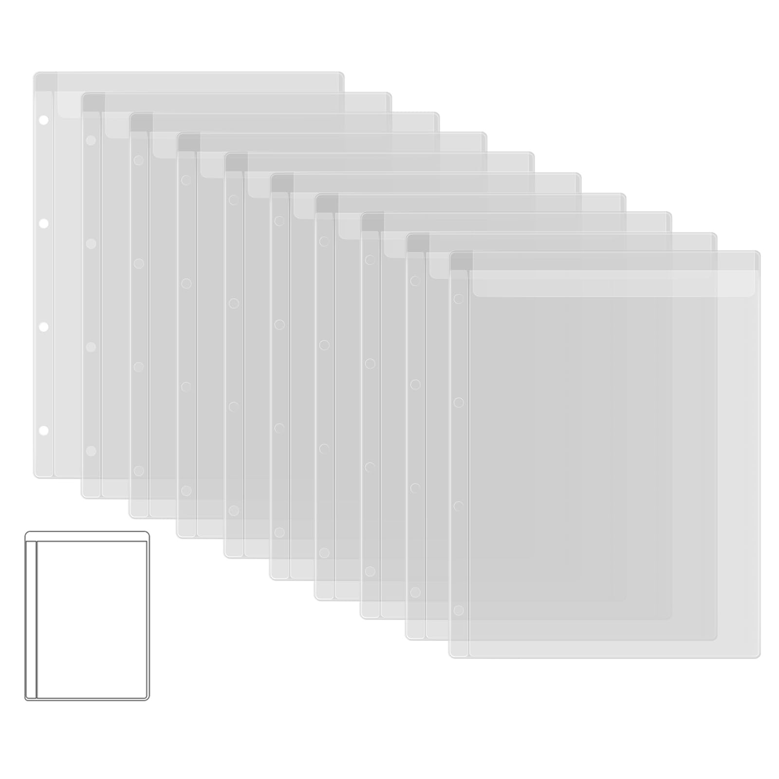 Briartw 10 Page Protectors Pockets Inserts with One Pockets, for A4 Size 4 Hole Binder Folder for Dies and Stamps Storage,Waterproof PVC Clear Bags Protectors for Storage Craft Supplies,Cardstock