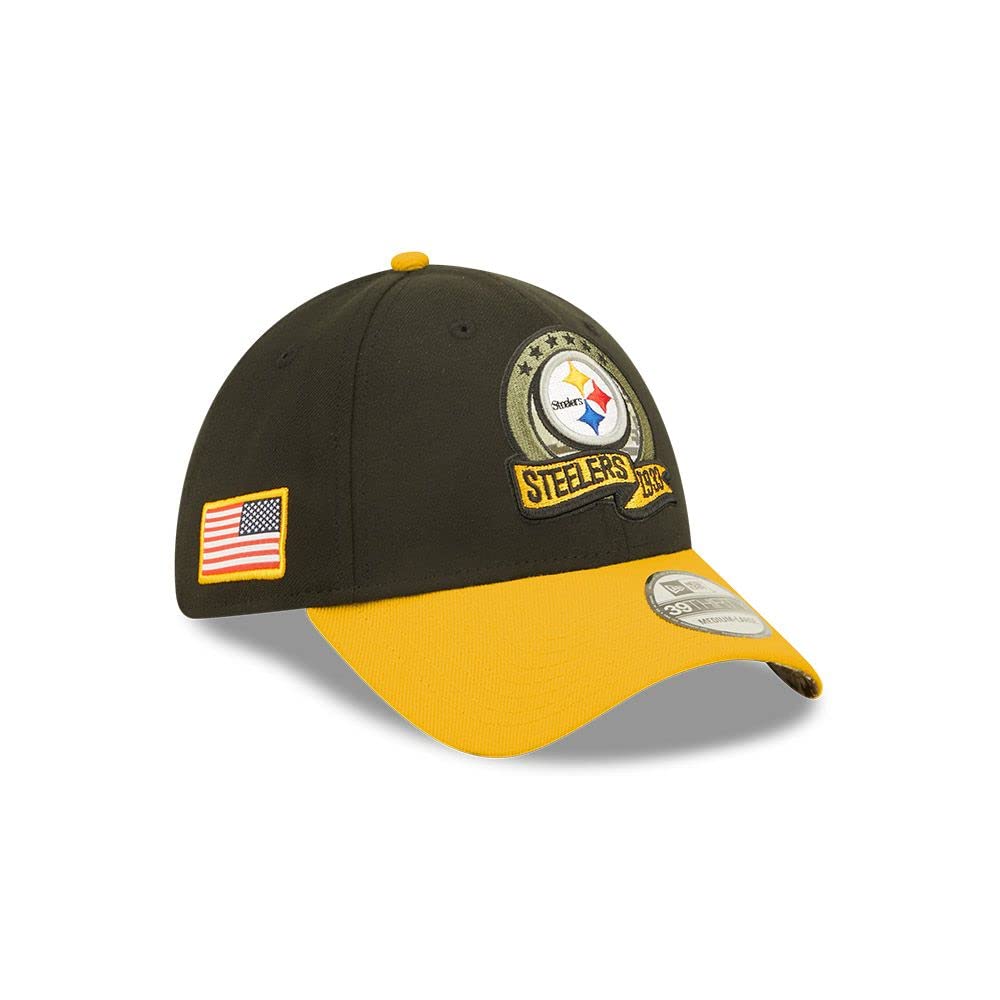 New Era 39Thirty NFL STS 22 Steelers CapEra Women/Men - Fitted Cap Baseball Curved Brim Closed Back, with Peak Autumn Summer Spring Winter All-Season - S/M (54-57 cm) Black