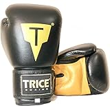 Boxing Gloves By Trice For Training and Kickboxing (Black and Gold, 16 oz.)