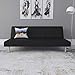 DHP Nola Futon Couch with Tufted Faux Leather Upholstery, Modern Style, Black Faux Leather