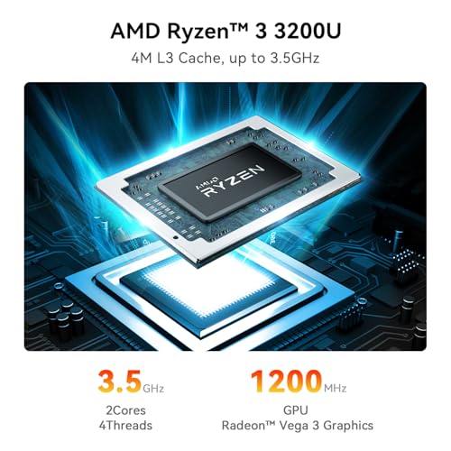 Beelink SER3 Mini PC Windows 11 Pro, AMD Ryzen 3 3200U(2C/4T,up to 3.5GHz), Mini Computer 8GB DDR4 480GB M.2 2280 PCIe3.0 SSD, 4K Triple Display/WiFi 6/BT5.2