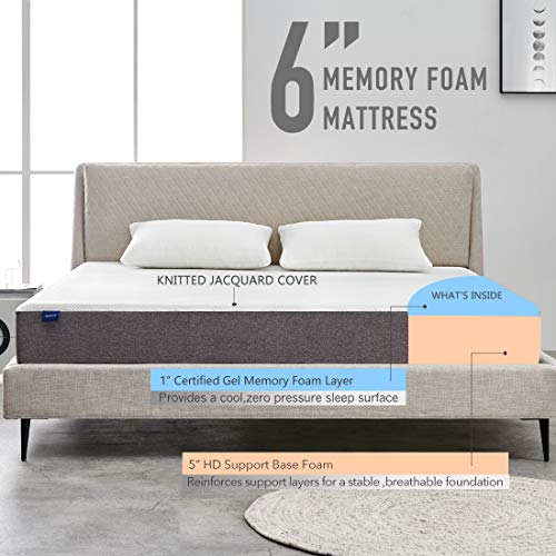 Molblly Narrow Twin Mattress, 6 Inch Memory Foam Mattress in a Box