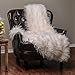 Chanasya Soft Shaggy Fuzzy Fur Long Mangolian Faux Fur Cozy Elegant Chic Decorative Off White Microfiber Throw Blanket (50