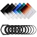 Neewer Graduated Filter Kit: (3)Graduated ND Filters(G.ND2,G.ND4,G.ND8)+(3)Graduated Color Filters(G.Grey,G.Orange,G.Blue)+(9)Metal Adapter Rings+(1)Square Filter Holder+(1)Filter Carry Pouch