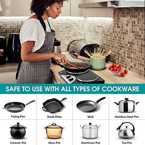 CUSIMAX Electric Stove Double Hot Plate1200W+900W Infrared Ceramic Plate for Cooking, Dual Temperature Control Cooktop Burner
